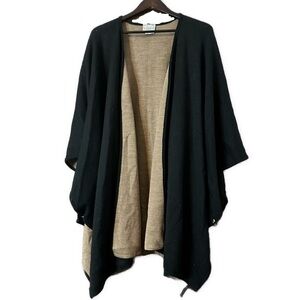 Vintage Adhoc Adjustable Black Outer Tan Lining Heart Buttons Poncho